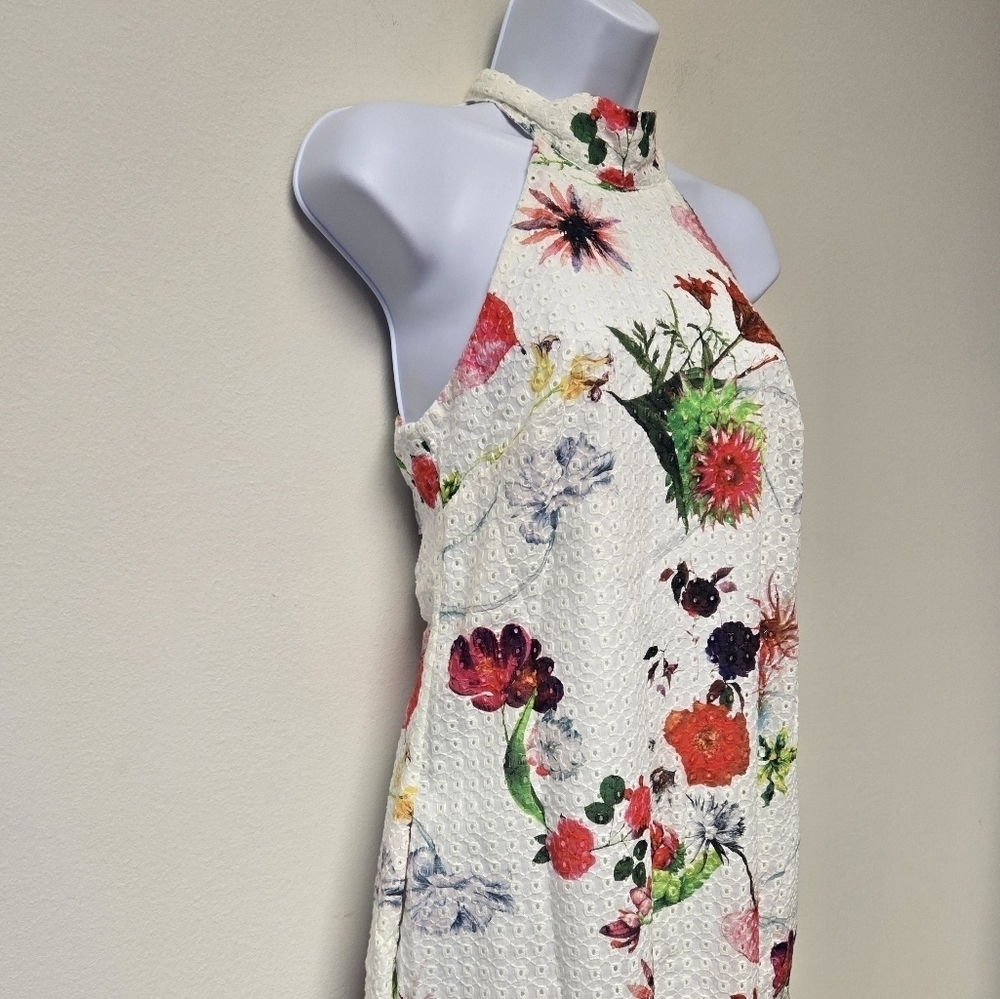 Laundry by Shelli Segal Floral Eyelet Halter Dress White 0 - Picture 6 of 13